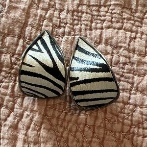 Carol Dauplaise Zebra Print Teardrop Earrings pierced